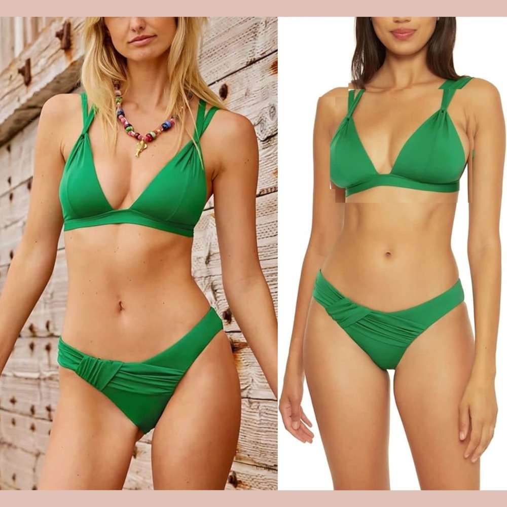 NWT $142 Becca [ 2 PC ] Jolene Top ( S )+( XS ) Milani Bottom Grass-Green‎ U1299